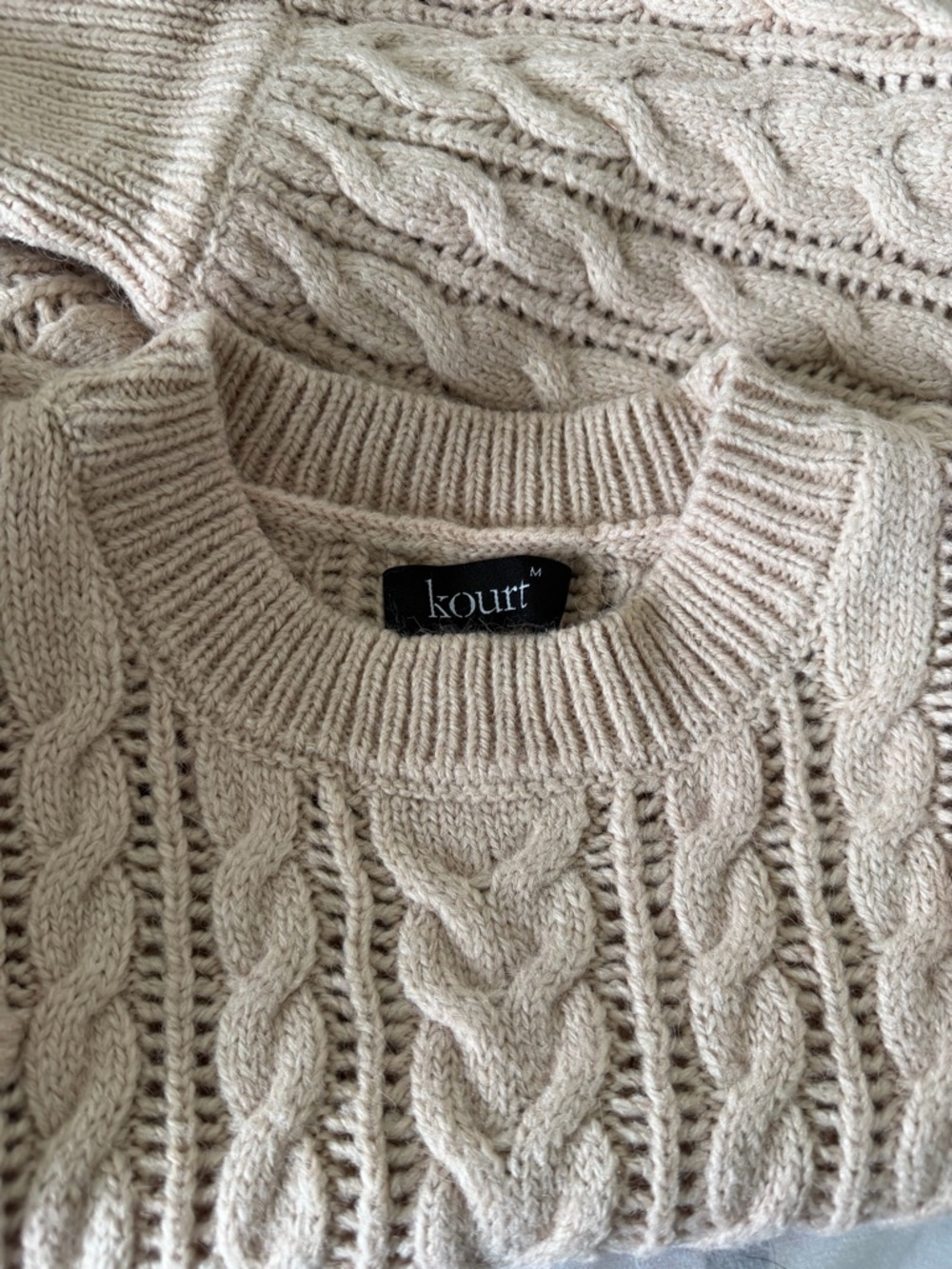 082 KOURT Cozy Pom Cable Knit Sweater - Blush Pink SZ M